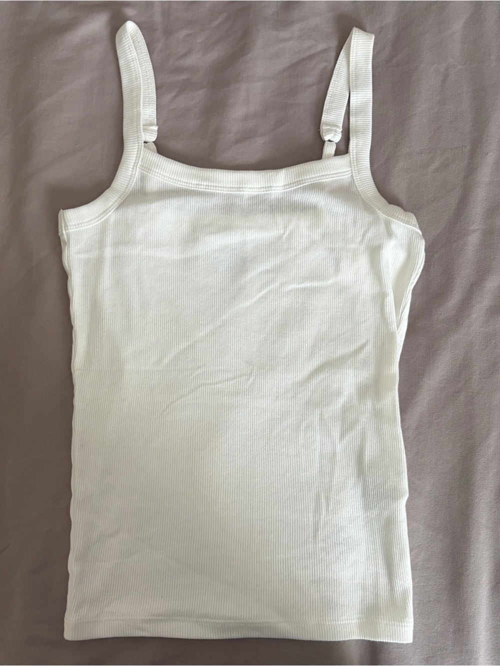 Hollister Everyday Ribbed White Tank Top with Adjustable Straps